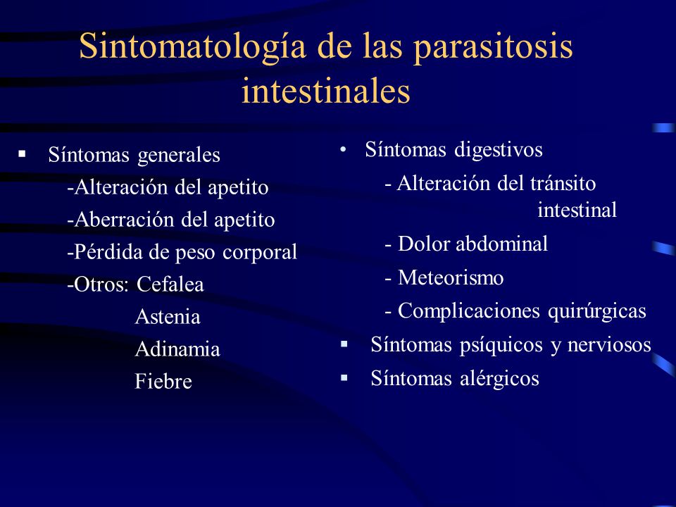 parasitos intestinales adultos sintomas